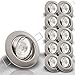 LIMITIERTE AKTION Decken Einbaustrahler DECORA extra flach 35 mm 230V 10er Set inkl. LED 5,0W = 50W Warmweiss 400 Lumen schwenkbar EDELSTAHL OPTIK gebürstet Spot Leuchtmittel austauschbar