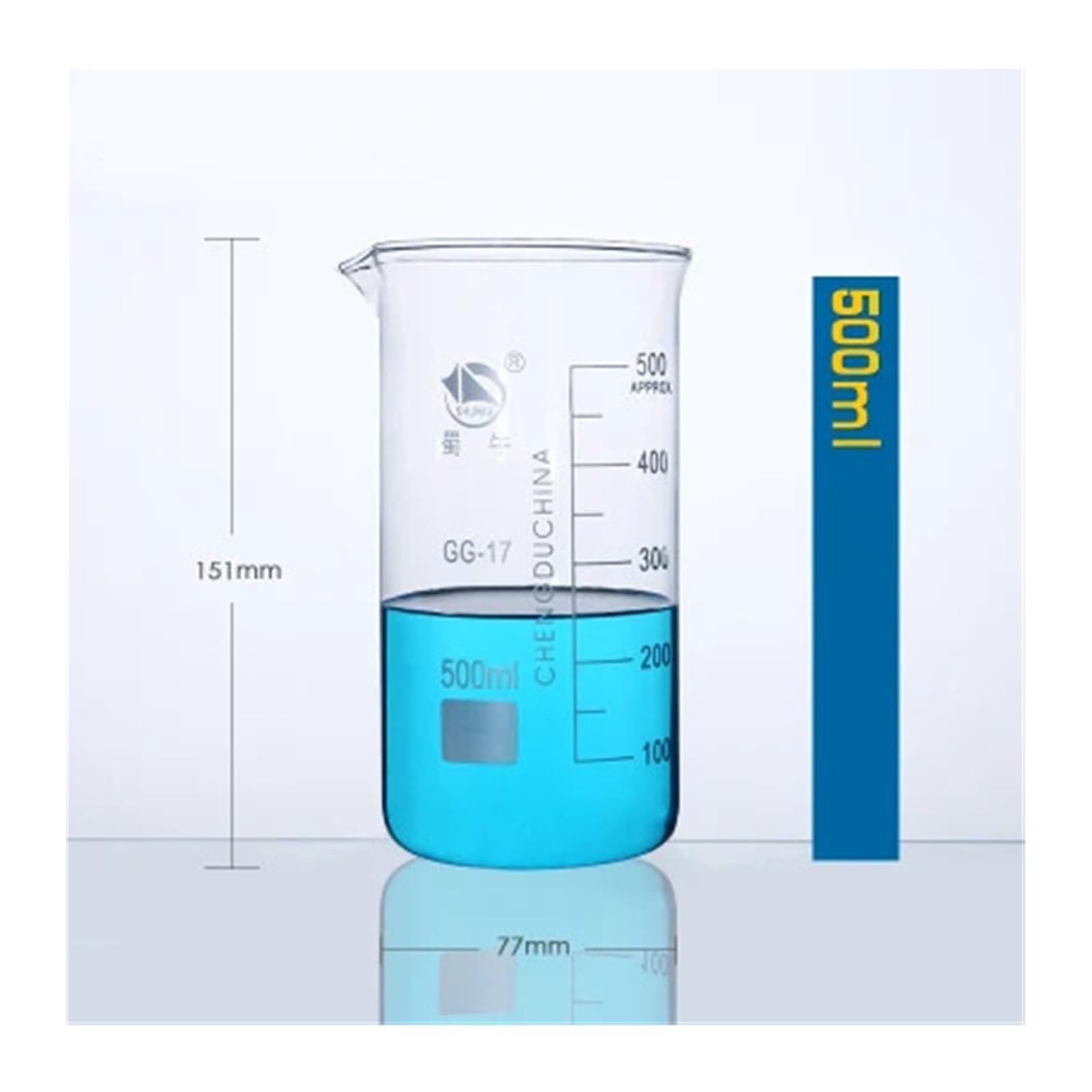 Becher graduato in Vetro borosilicato Alto da Laboratorio, in Forma Alta, Attrezzatura da Laboratorio(600mL 2pcs)