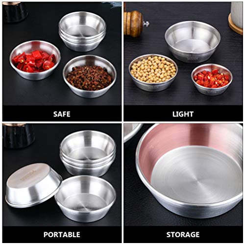 2 peças de pratos de molho de aço inoxidável da Hemoton, pratos redondos para temperos de sushi, pir