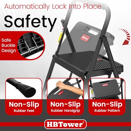 HBTower Step Ladder, Step Stool Foldable for Adults with Wide Anti-Slip Pedal, Lightweight 4 Step Ladders for Home - Image 3