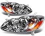 [Halogen Model] Headlights Assembly Compatible with Toyota Corolla E120 03-08, Chrome Housing, Clear Lens