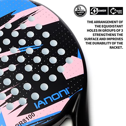 Image of Padel Racket Carbon Fiber Surface with EVA Memory Flex Foam Core Lightweight Padel Racquet
