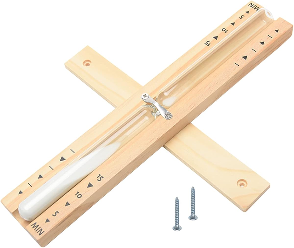 Sauna Hourglass Sand Timer, Beech Wood 15 Minutes Accurate Hour-Glass, Rotating Heat Resistant Wooden Hour Glass (White Sand)