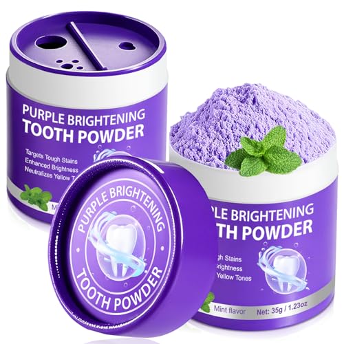 2 Packs of Purple Teeth whitening Powder - Toothpaste whitening Enhancement Powder, removes Coffee Stains, Tea Stains, Alcohol Stains, and Smoke Stains, Without Sensitivity