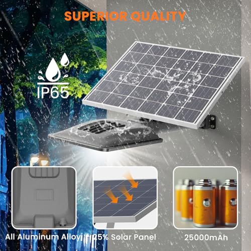Bowite Solar Street Light Outdoor 6500K, Commercial Security Flood Light - image 4