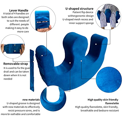 Yuhuikang Bedridden Patient Turning Device,Multifunctional U-Shaped Anti Bedsore Turnover Pad For Paralyzed Patient,Waterproof Elderly Roll Over Pad (Flannelette Light Blue) #TOP3