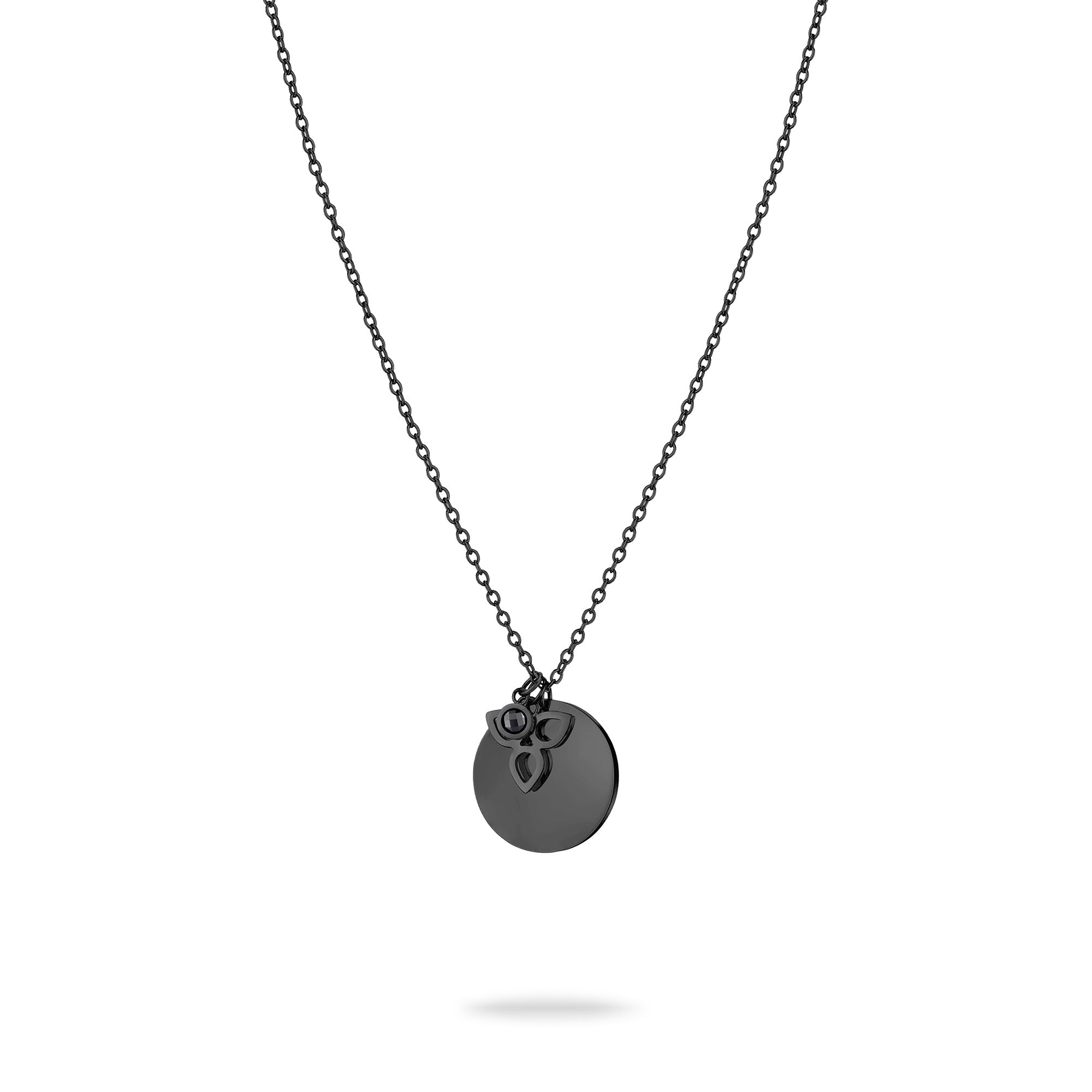 Tamaris Flower Necklace - Black - Necklace with Plate and Flower Pendants Made of Stainless Steel