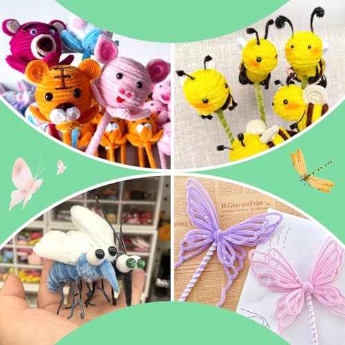 Image of 100 Pieces Pipe Cleaners Craft Chenille Stem Fruit Green Pipe Cleaners | Fuzzy Sticks Pipe Cleaners for Crafts Festival Home Decorations