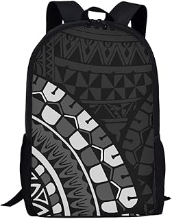 JooMeryer Traditional Polynesian American Samoa Print Backpack for Men Women Lightweight School Bags Casual Rucksack Daypack,Black Grey