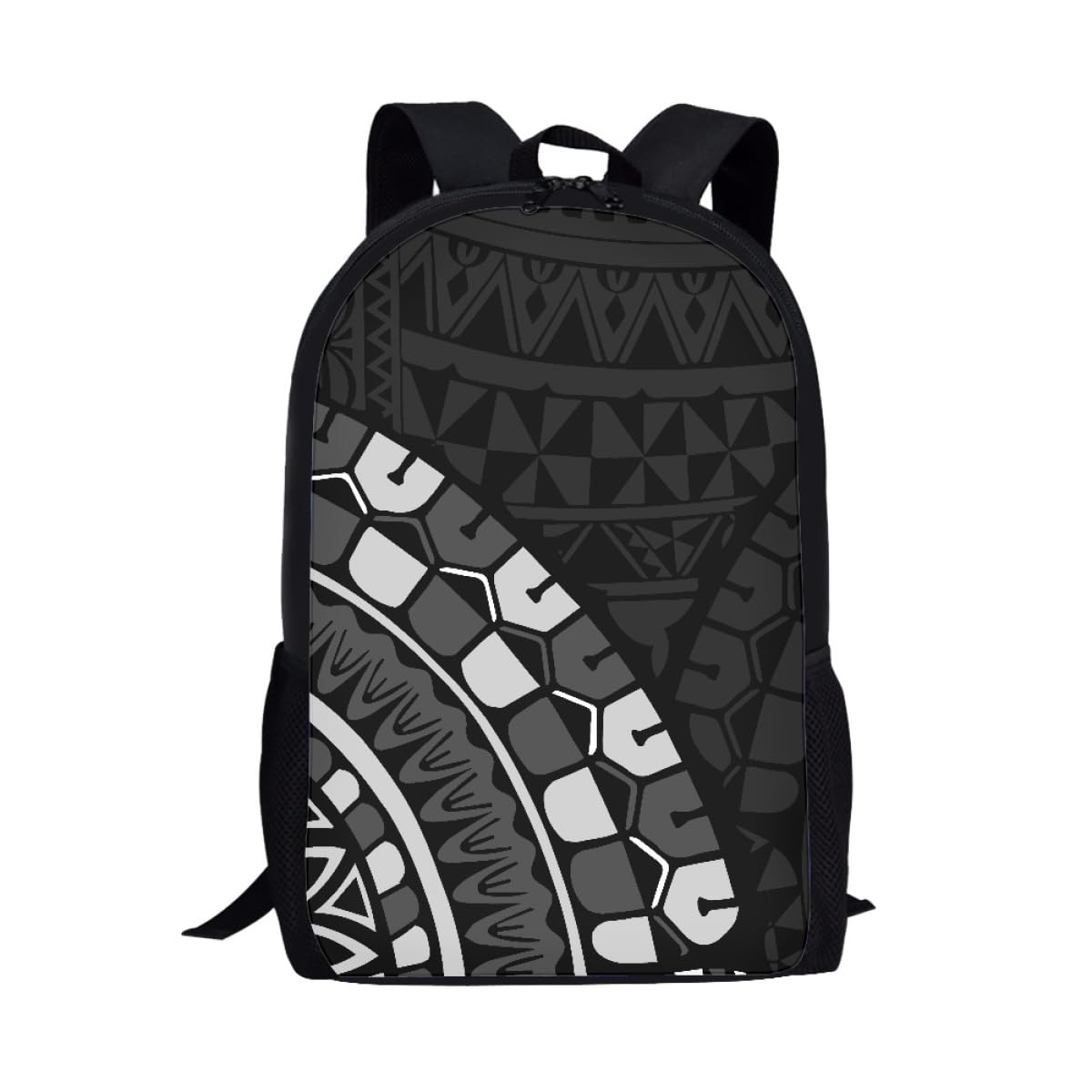 joo meryer Traditional Polynesian American Samoa Print Backpack for Men Women Lightweight School Bags Casual Rucksack Daypack,Black Grey