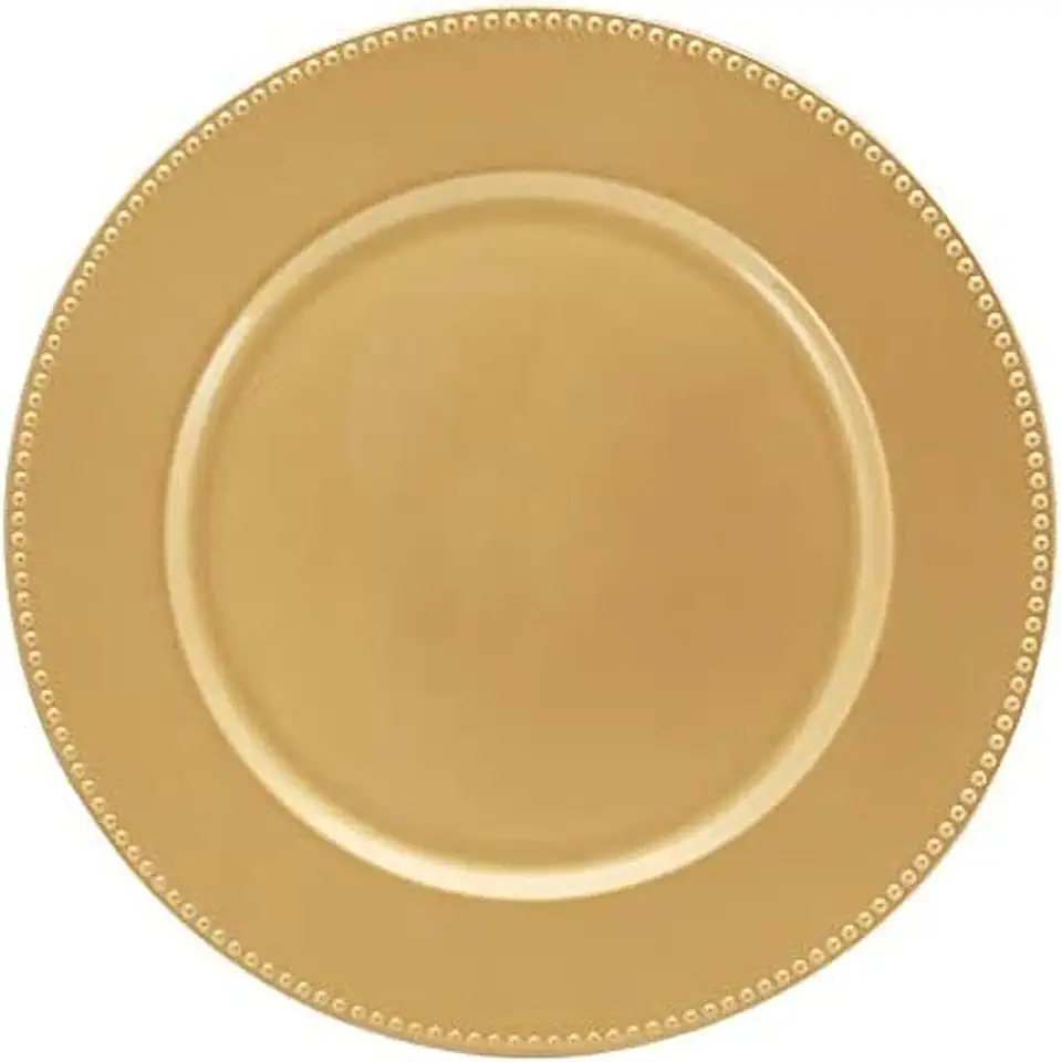 Tuut, Linha Home Decor, Sousplat Redondo, Borda Decorada, Dourado, 33x33cm