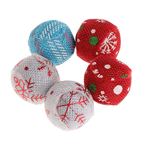 J-Feifei 5pcs Cat Toys Christmas Ball Catnip Pets Kitten Teaser Interactive Funny Supply