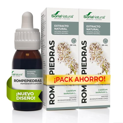Soria Natural Rompepiedras Extracto - Diurético Natural - Apoya la Función Renal, Ayuda a Prevenir y Tratar Cálculos Renales - 100% Puro - Suplemento para la Salud del Riñón - Pack de 2 x 50ml