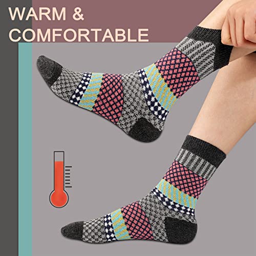Image of Heatuff Women's Winter Wool Socks Warm Soft Full Cushion Crew Socks (5 Pairs)