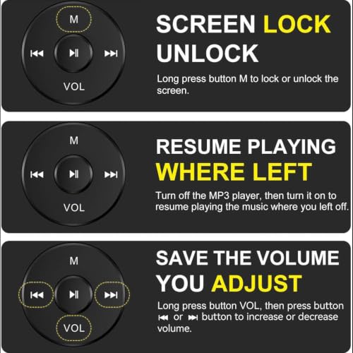 Image of RUIZU 64GB MP3 Player with Bluetooth 5.3, 1.8 inch Screen & 80H Playback | Portable Music Player with FM Radio, Voice Recorder, EBook, Audio Shuffle Playback, Lightweight 30g, Up to 128GB MicroSD Card