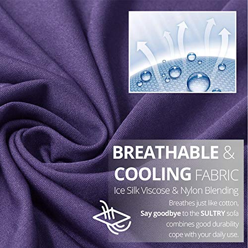 Niceec 3 Seat Sofa Cover Cooling Silky Soft 1-Piece Purple Slipcover For Sofas Super Stretch Universal Couch Cover For Living Room Easy Fit Washable Duration Furniture Sofa Cover Viscose Nylon Blend #TOP1