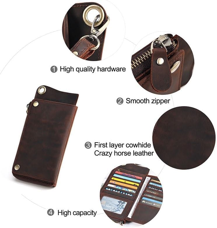 Vintage Genuine Leather Business Wallet for Men Money Clip Slim Front Pocket Design (Brown,18 * 10.5 * 3cm)2