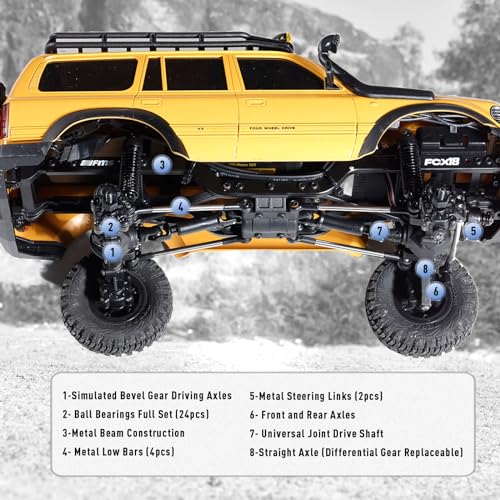 Image of BEEZRC FMS RC Crawler 1 /18 FCX18 Land Cruiser LC80 RTR Toyota Licensed 4WD RC Rock Truck 2.4Ghz 900mAh Hobby Grade RC Car Model Mini Remote Control Car Off Road Vehicle FMS11831RTRYL (Yellow)