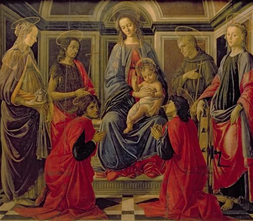 RZHRHJES Natural Pintura Cuadro Cuadro en Lienzo Impresión Pintura Juan Bautista Damián y Catalina de Sandro Botticelli para la Decoración del Hogar del Dormitorio 60x90cm