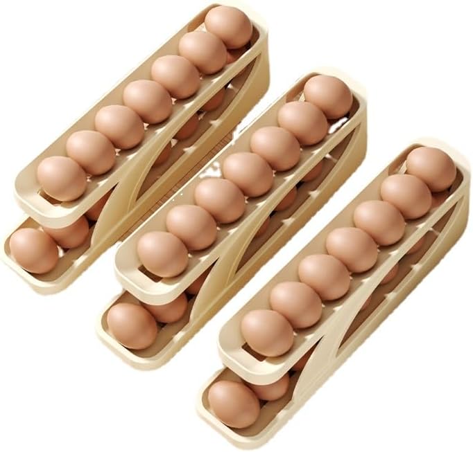 Amazon｜卵収納ボックス冷蔵庫サイドドア収納ボックスローリングエッグ食品グレードインターネット有名人の卵ラックホルダー自動ローリングエッグ