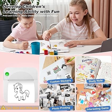 Image of Careflection Mini Pocket Printer,Portable Thermal Printer for Label,Text Memo,Receipt,Sticker,Photo Printers, BT Inkless Printing, Wireless Bluetooth Printer Compatible with iOS and Android (White)