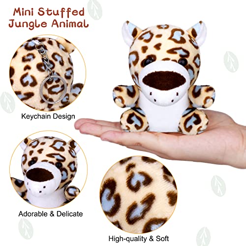 Elcoho 14 Pieces Mini Jungle Animal Plush Toys Small Stuffed Forest Animals Plush Toys 4.8 Inch Keychain Decorations For Animal Themed Parties Goody Bags Filler Favors (Standing,Sitting) #TOP1