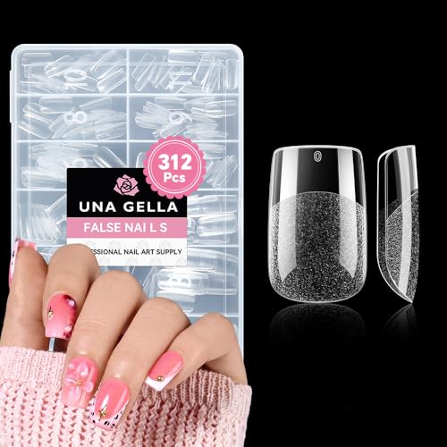 Image of UNA GELLA Short Square Nail Tips, 312pcs Nail Tips Square Fake Nails