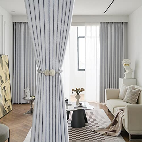 JUDA 2 Panels 100% Blackout Curtains for Living Room Thermal Insulated Bedroom Darkening Drapes for Window Drape Top is Grommet Without Curtain Rod (Grain Lines Color 1, 150cmx270cm)