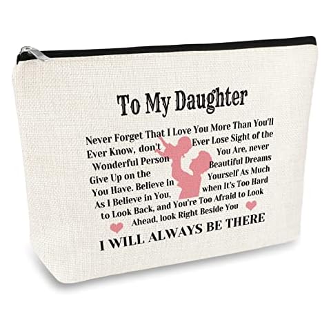 Daughter Gift from Mom Dad Daughter Birthday Gifts Makeup Cosmetic Bag Inspirational Gift for Daughter Christmas Graduation Wedding Gifts for Daughter Adult Daughter Gifts Travel Toiletry Bag Cover