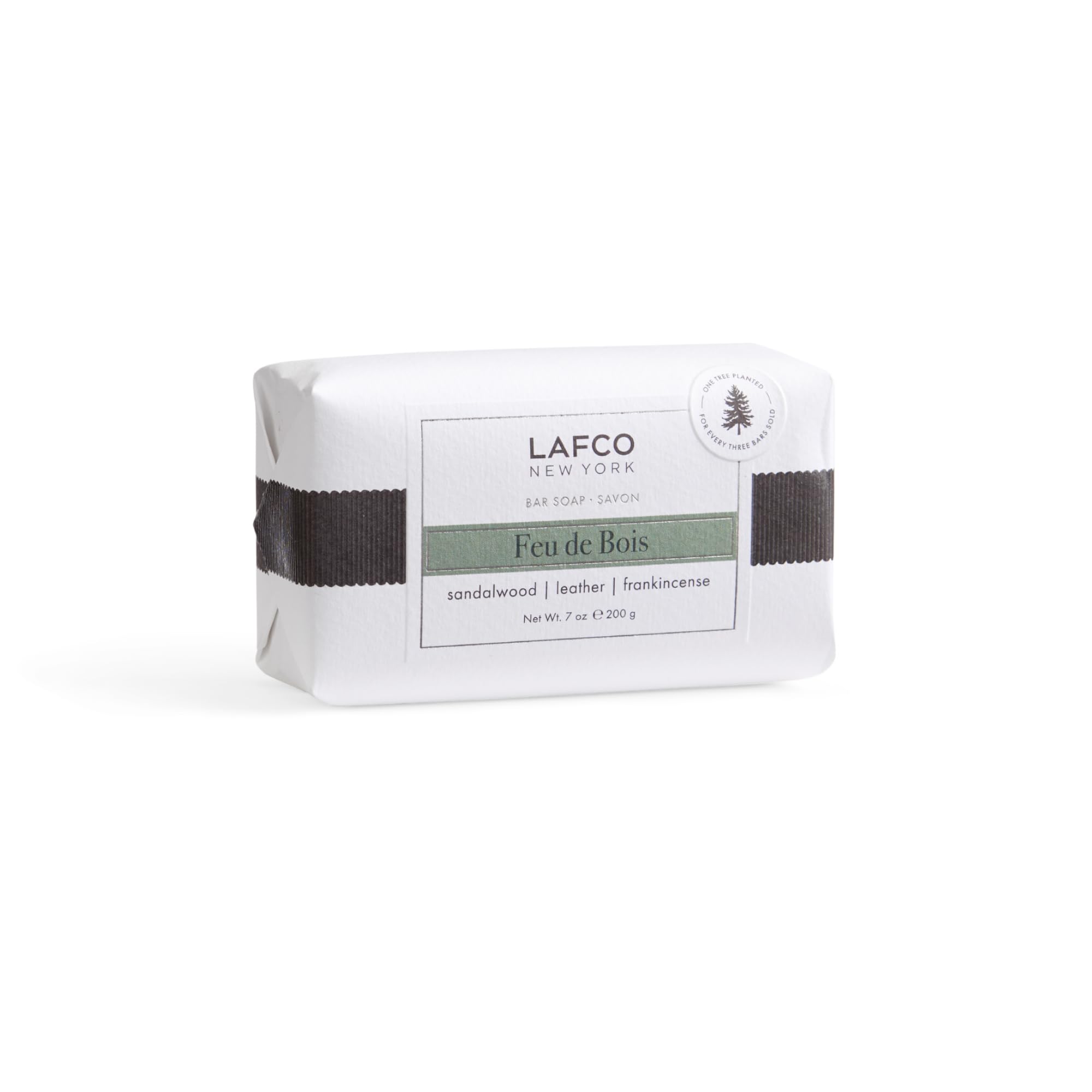 LAFCO New York Bar Soap, Feu de Bois - 7 oz - Ultra-Hydrating, Natural Formula - All Skin Types - Made in Europe