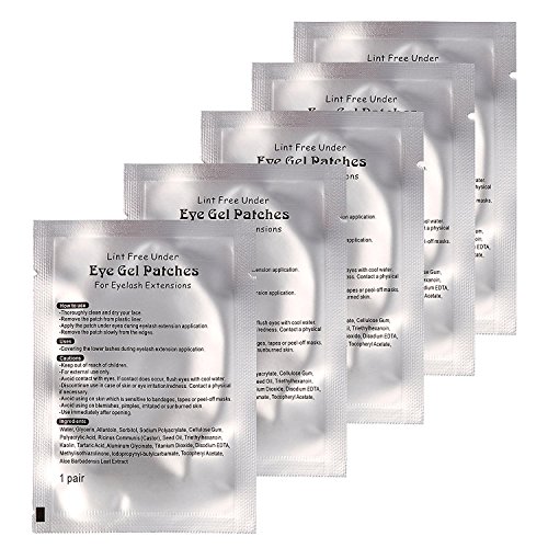 Baisidai 20 Pairs Professional Lint Free Under Eye Gel Pad Patches for Eyelash Extensions (20 Pairs)
