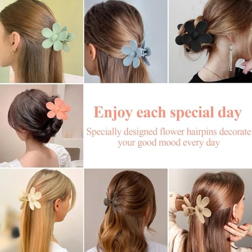 Image of ANNACREATIONS 7 Pcs Korean Fashion Flower Matte Hair Claw Clip for Thick & Thin Hair Strong Hold Hair Clutcher Hair Accessories Clutches for Women & Girls