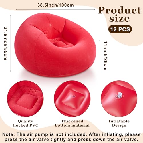 Image of Realspring Inflatable Bean Bag Chairs Outdoor Blow up Camping Chairs Inflatable Lazy Sofa Folding Portable Bean Bag Loungers Couch for Movie Night(Coffee,Blue,Red,12 Pcs)