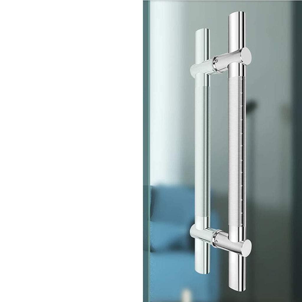 Gthtuhfd Silver Stainless Steel Black Rectangle H-Shape Back To Back Push Pull Door Handle For Glass Doors Office Door,-Length 23.6 In