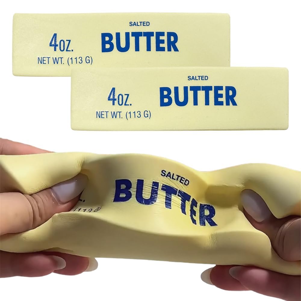 New Squeeze Ball Realistic Butter Stick Soft Squeeze Toys, Upgrade Stress Relief Fidget Toys Wet Slow Rebound Stress Relief Toy，Slow Rebound Cute Butter Squeeze Stress Balls (Beige) — view 12