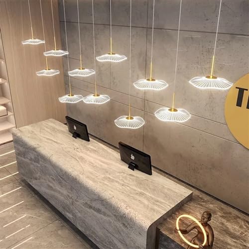 Suspension luminaire LED 8 têtes dorées YangRy lustre de salle à manger moderne à intensité variable
