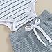 Newborn Baby Boy Girl Clothes 3 6 9 12 18 Months Ribbed Knit Short Sleeve Romper Shorts Set Infant Summer Outfits (B- Striped Blue, 12-18 Months)