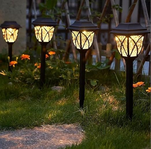 ROPIOR Solar Crystal Lawn Light Garden Landscape Lighting Sun Powered Outdoor Decorative Lanterns Spotlights for Garden Pathway (Pack of 6)