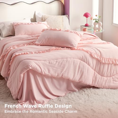 Bedsure Pink Comforter Set King thumb #1
