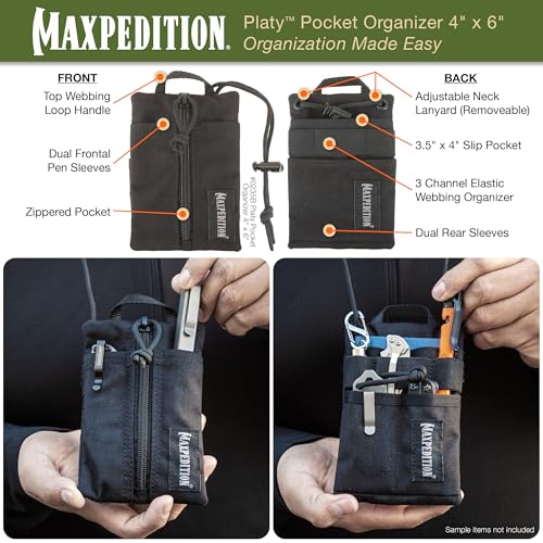 Image of MAXPEDITION Platy Pocket Organizer, Durable EDC Tool Pouch for Men, Neck Wallet with Paracord Lanyard, Holds Flashlight, Multitool, Pen, Notebook