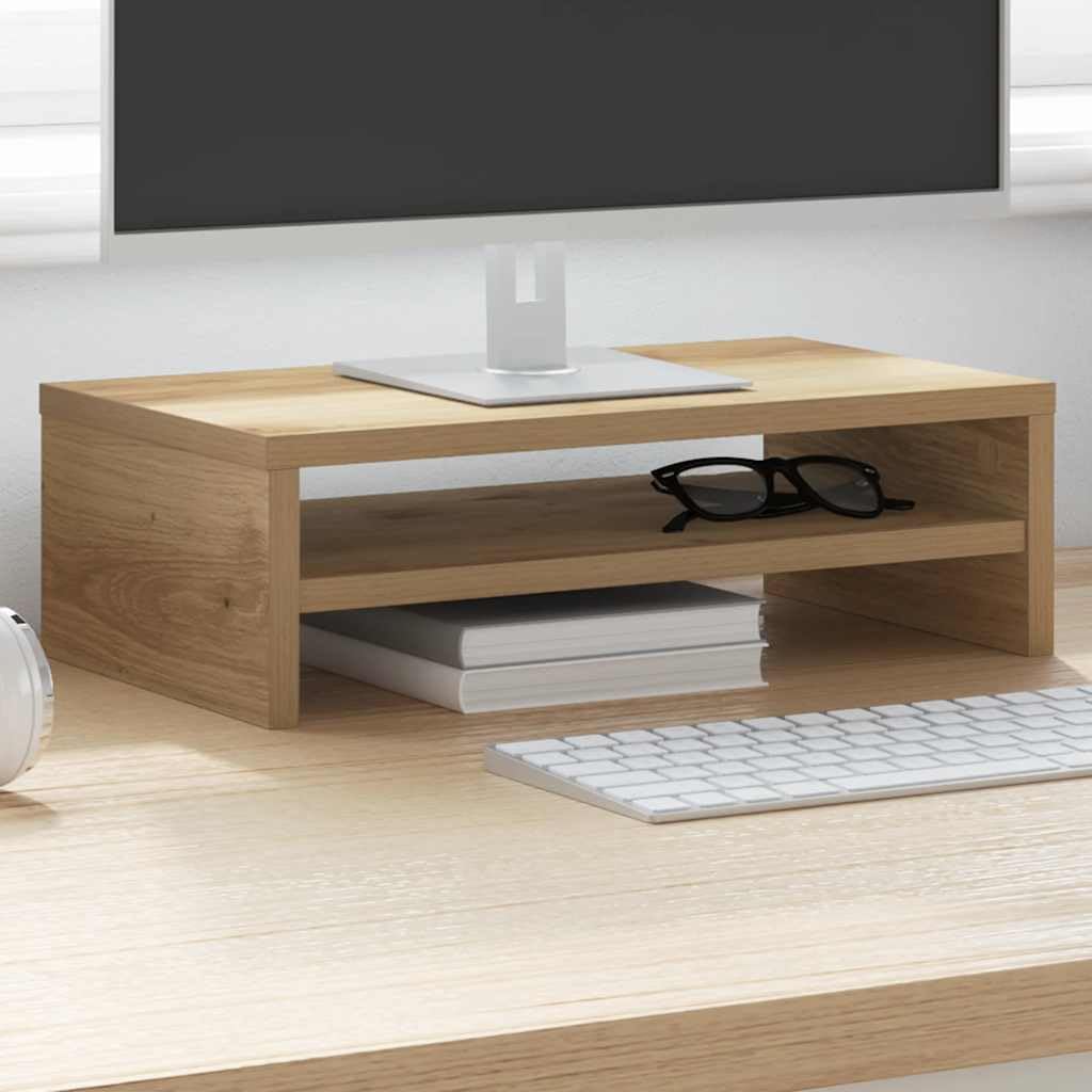 Supporto per Monitor Bianco 42x24x13 Cm, Robusto Supporto da Scrivania per Monitor PC, Laptop, Schermo (Rovere artigianale)