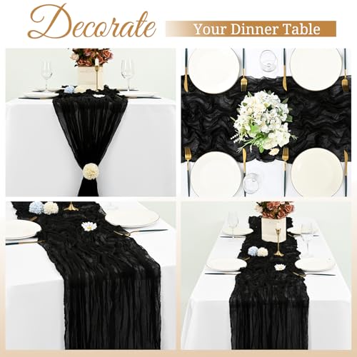 Pesonlook 24er Set Gaze-Tischläufer für Hochzeiten, 55 x 300 cm, Schwarz – Ansicht 5