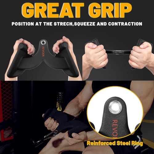 5 Pcs LAT Pull Down Attachments REVOER,Home Gym Fitness Waterproof Pulley Cable Machine Attachments, Bicep Curl Tricep LAT Pull Down Bar Back Strength Training Handle Grips Press Down Exercises Bars - Image 3