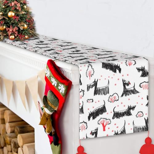 Chemin de table de Noël anti-rayures à pompons pour protéger et décorer votre table de fête
