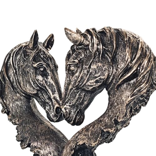Estatua Corazón Caballos para Decoración Hogar 11" Negro miniatura 4