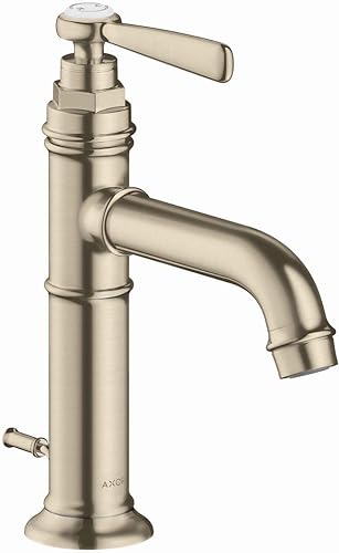 AXOR Montreux Classic - Grifo de lavabo de baño pulido a mano de 1 manija de 1 9 pulgadas de alto en níquel cepillado, 16515821