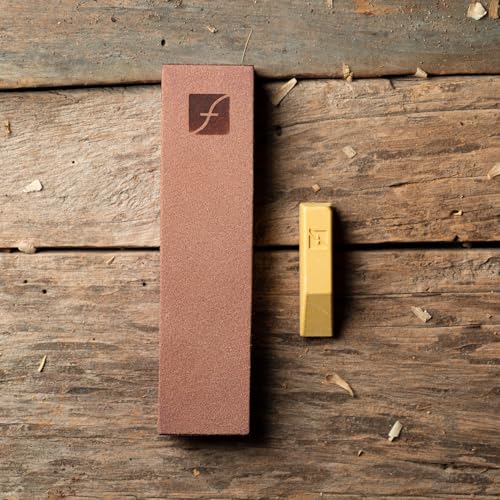 Image of Flexcut Wood Carving Tools | 8 inch x 2 inch Leather Knife Strop with 1 Ounce Bar of Flexcut Gold Polishing Compound for Polishing and Buffing | PW14 | Made in the U.S.A.