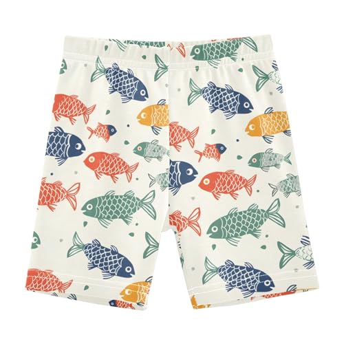 Colorful Creative Fish Girls Shorts Elastic Waist Sports Shorts Girls Leggings Pants for 4-10 Years