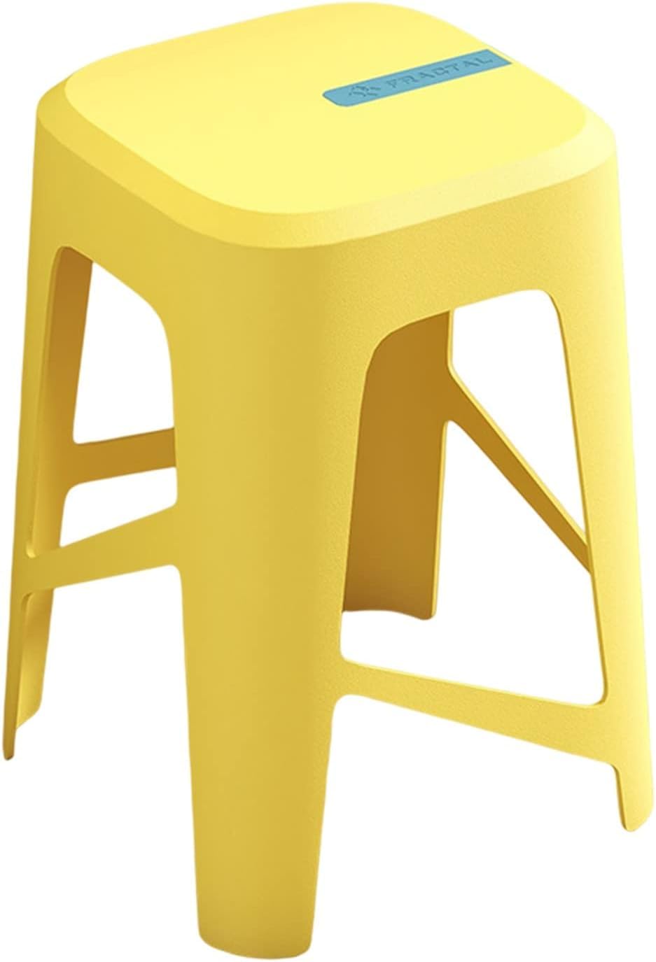 Tabouret sans dossier plastique jaune empilable et portable de bar carré