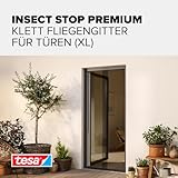 tesa INSECT STOP Klett Fliegengitter Premium für Türen - 2-tlg Insektenschutz mit Klettband, rückstandsfrei entfernbar, zuschneidbar - ohne Bohren - (2 x 65cm)120cm x 250cm - Anthrazit (Durchsichtig)